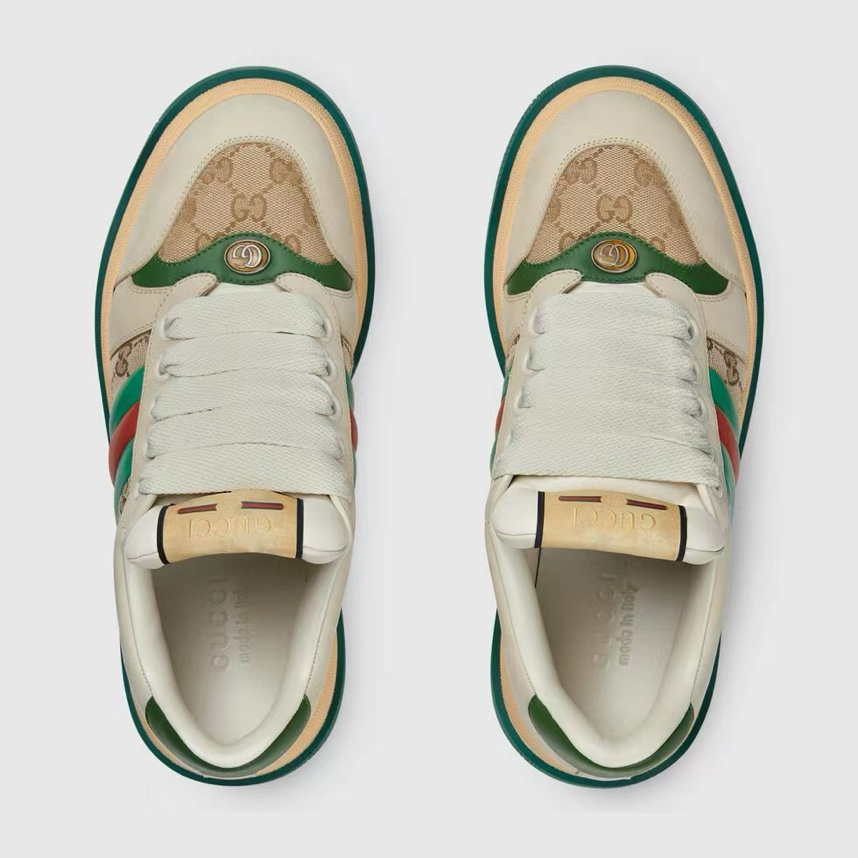 Gucci Screener GG Sneakers Beige Brown Green
