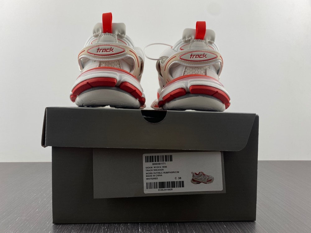 Balenciaga White & Red Track Sneakers WHITE & RED