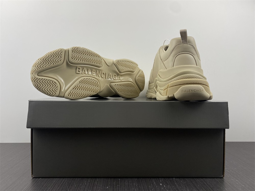 Balenciaga Beige Faux Leather Triple S Sneakers