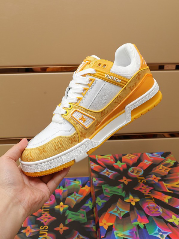 Louis Vuitton Trainer Yellow Monogram Denim White