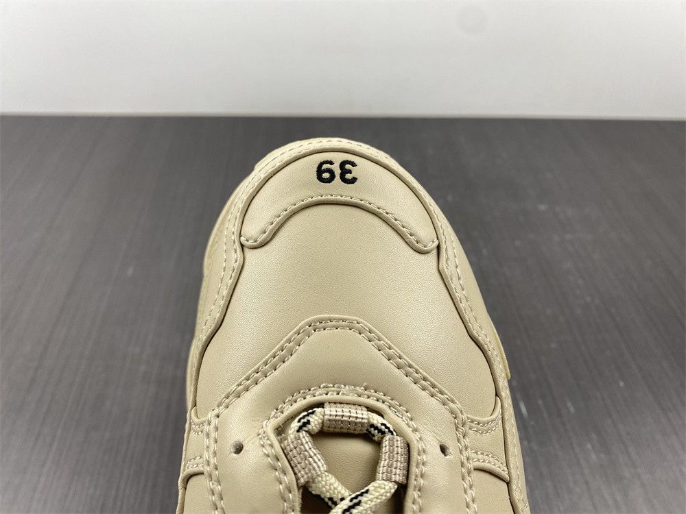 Balenciaga Beige Faux Leather Triple S Sneakers