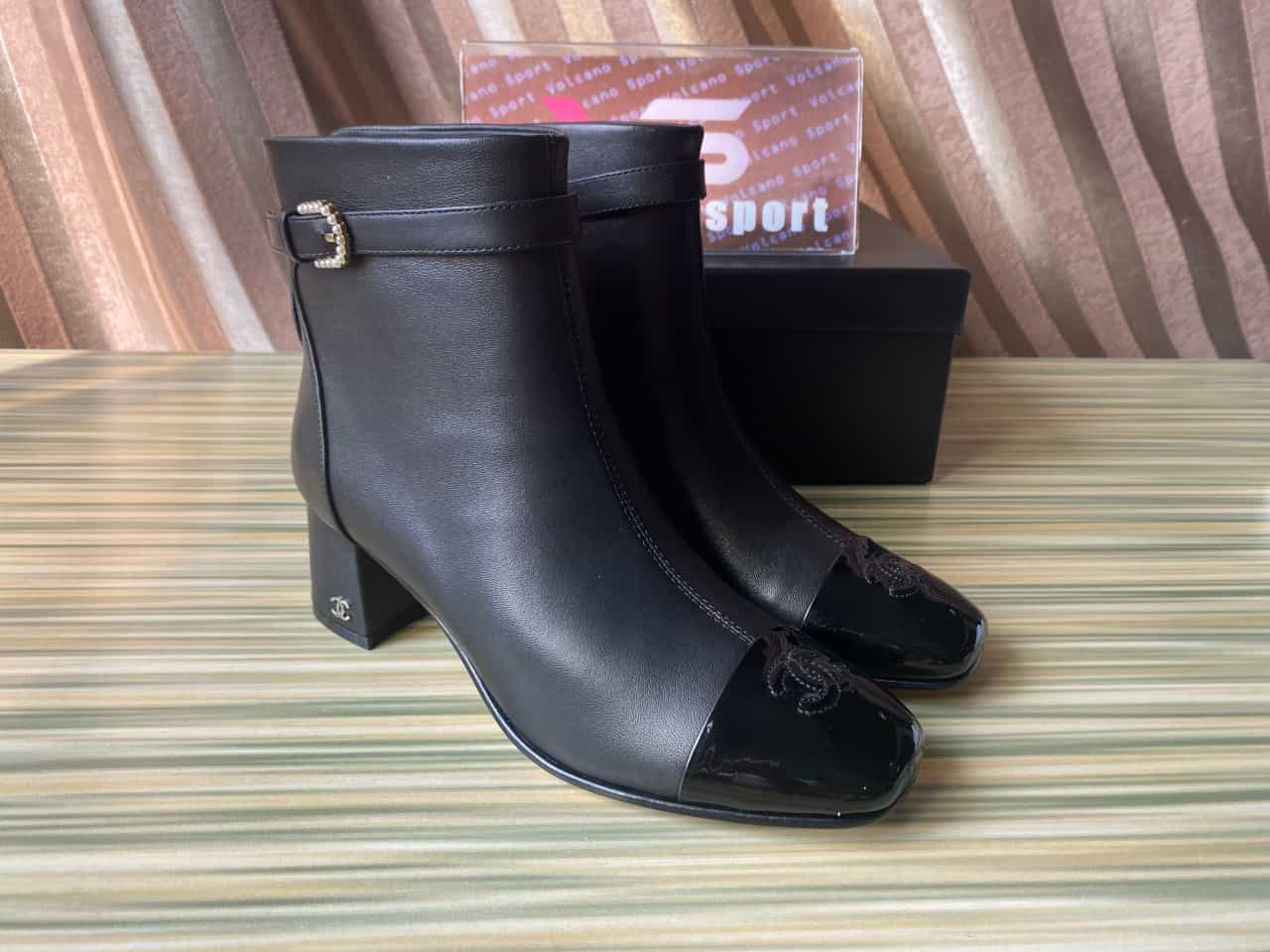 Chanel Black Lambskin Leather Boots