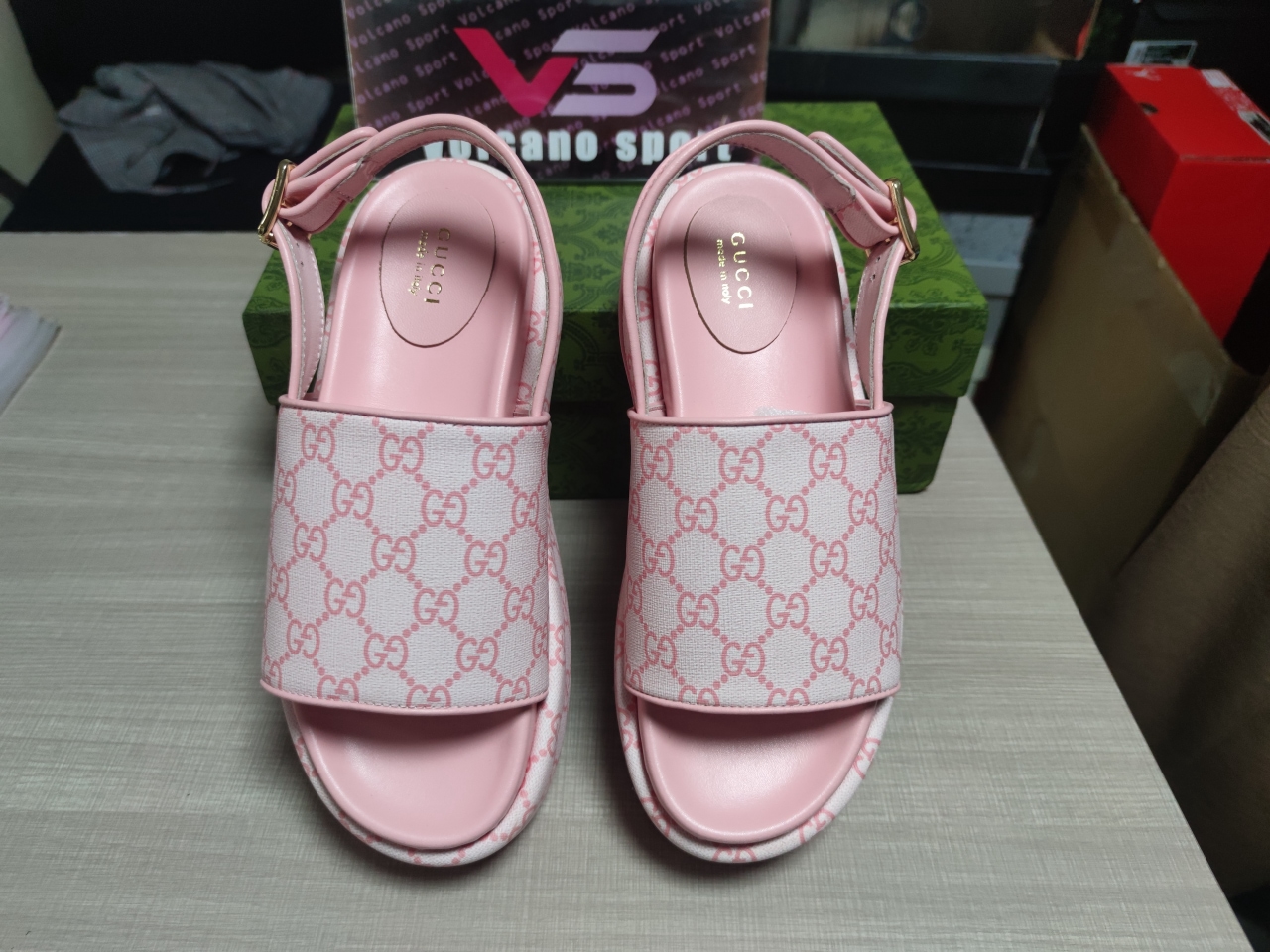 GUCCI Angelina Supreme Platform 30mm Sandal Pink