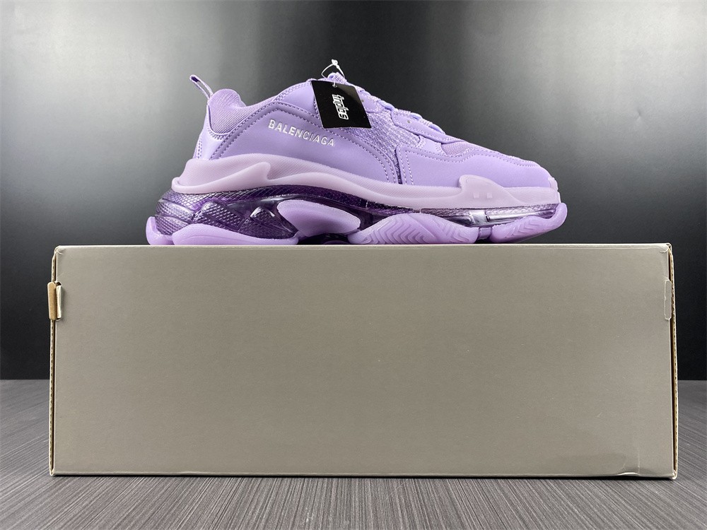 Balenciaga Purple Mesh and Leather Triple S Clear Sole Sneakers