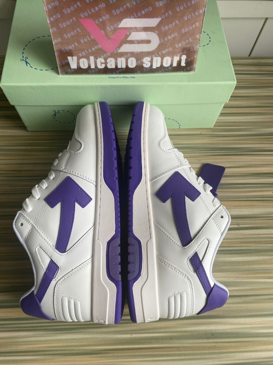 OFF-WHITE Out Of Office OOO Low Tops White Purple