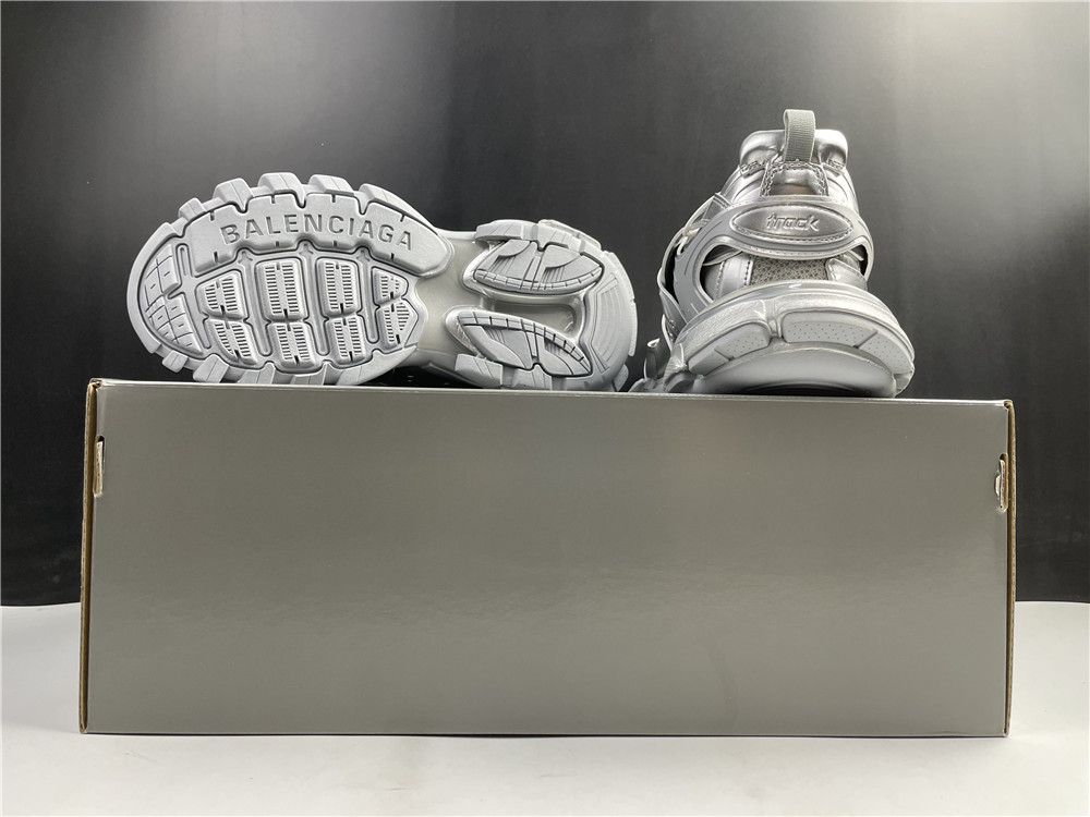 Balenciaga Track Fur Sneaker All Silver 663556 W3FS2 8181