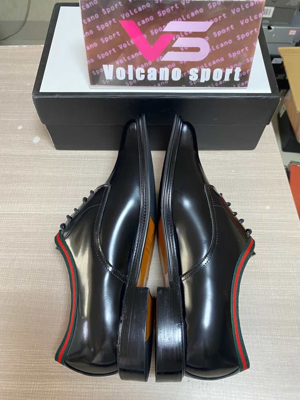 GUCCI Web Lace Up Black Leather