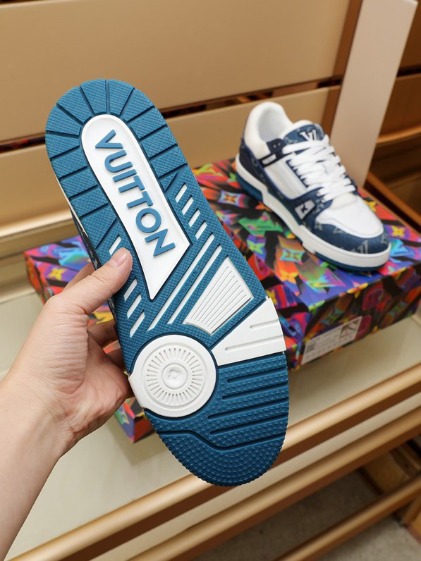 Louis Vuitton LV Trainer Monogram Denim White Blue