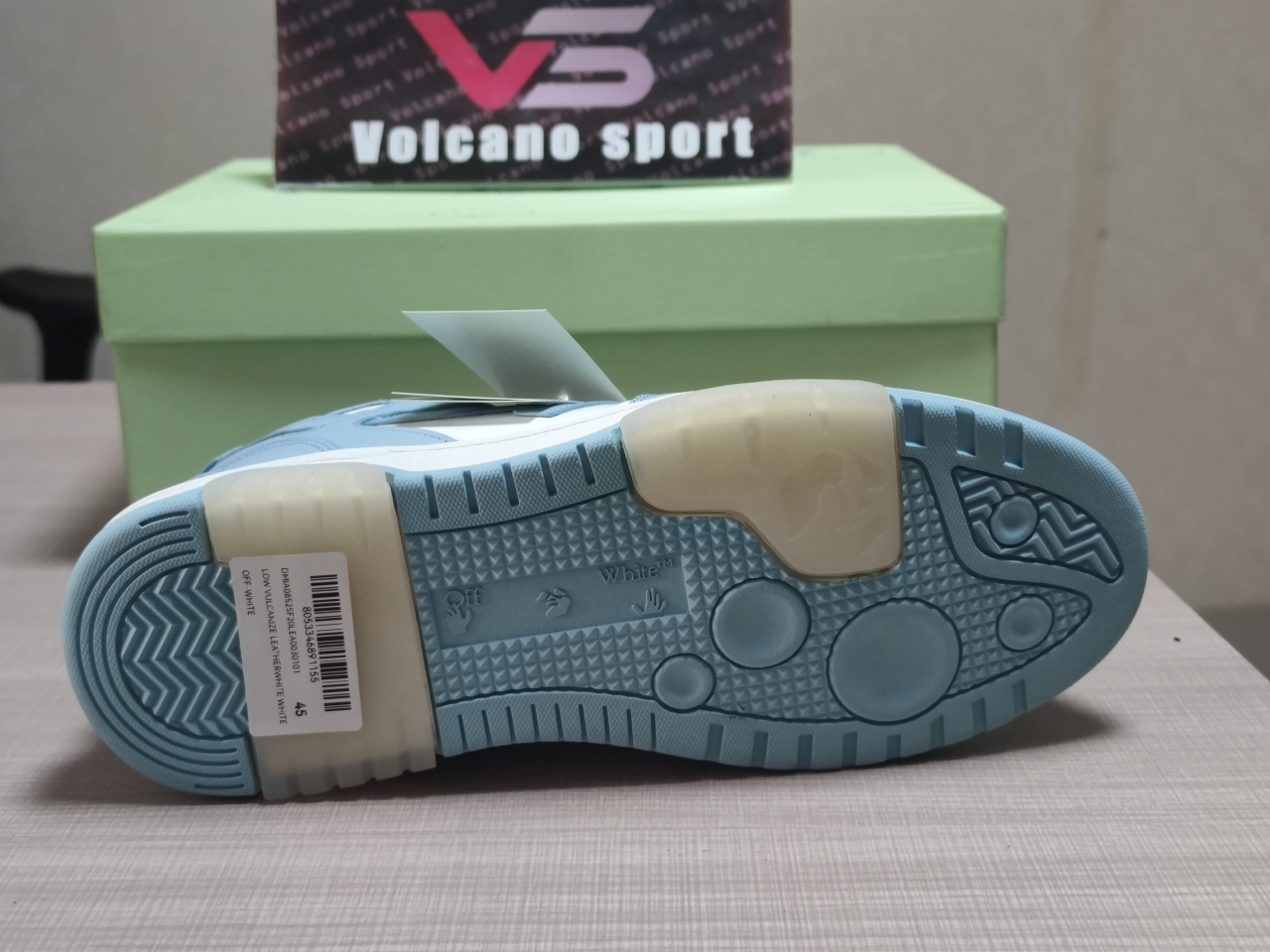 OFF-WHITE OOO Low Out Of Office Calf Leather White Light Blue