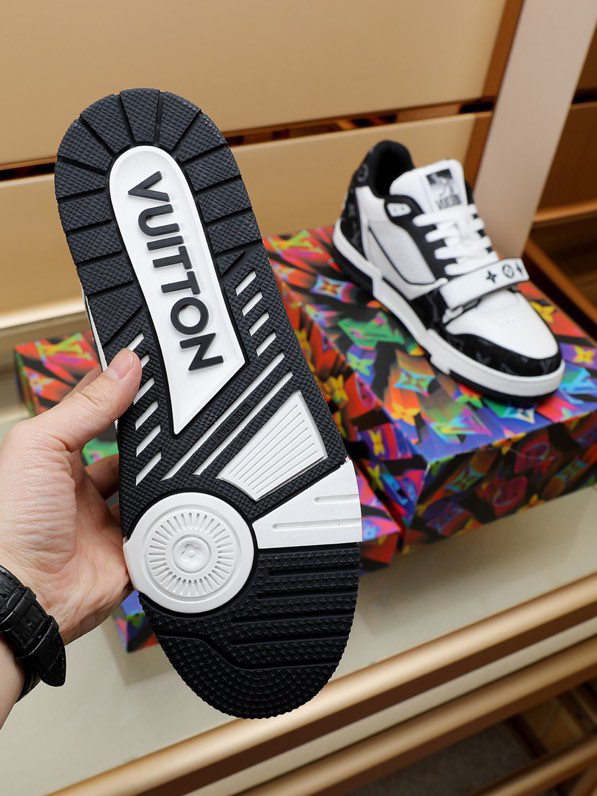 Louis Vuitton LV Trainer Velcro Strap Monogram Denim Black White