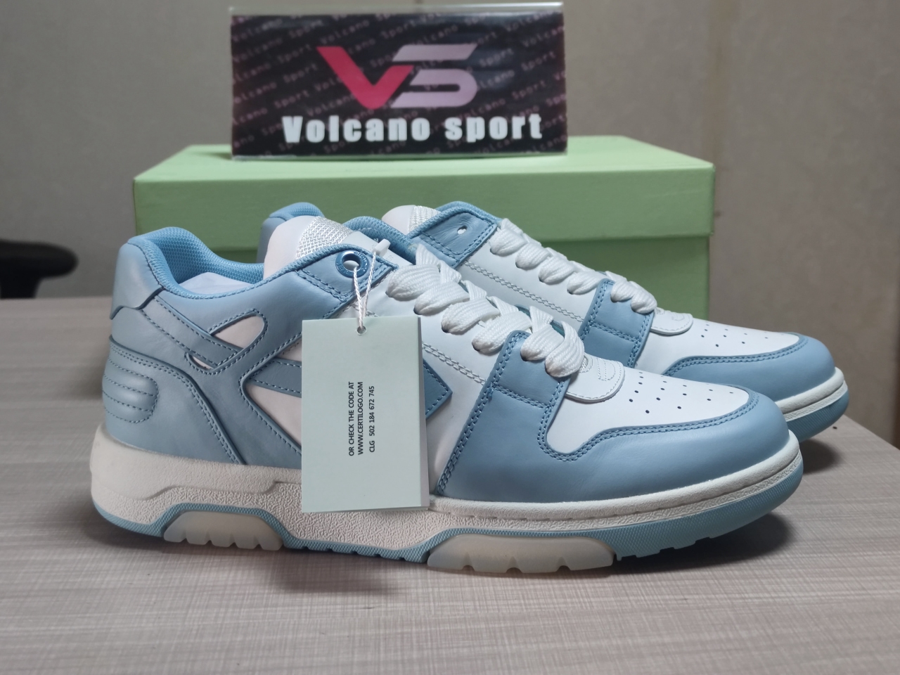 OFF-WHITE OOO Low Out Of Office Calf Leather White Light Blue