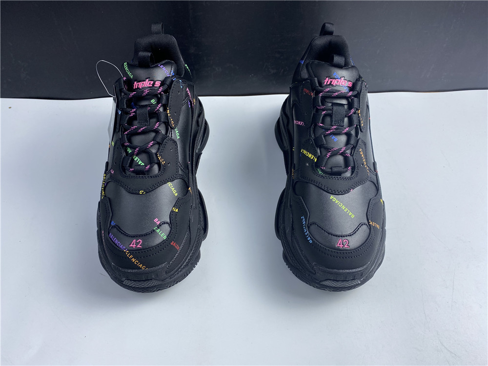 BALENCIAGA Technical Fabric Allover Logo Womens Triple S Sneakers