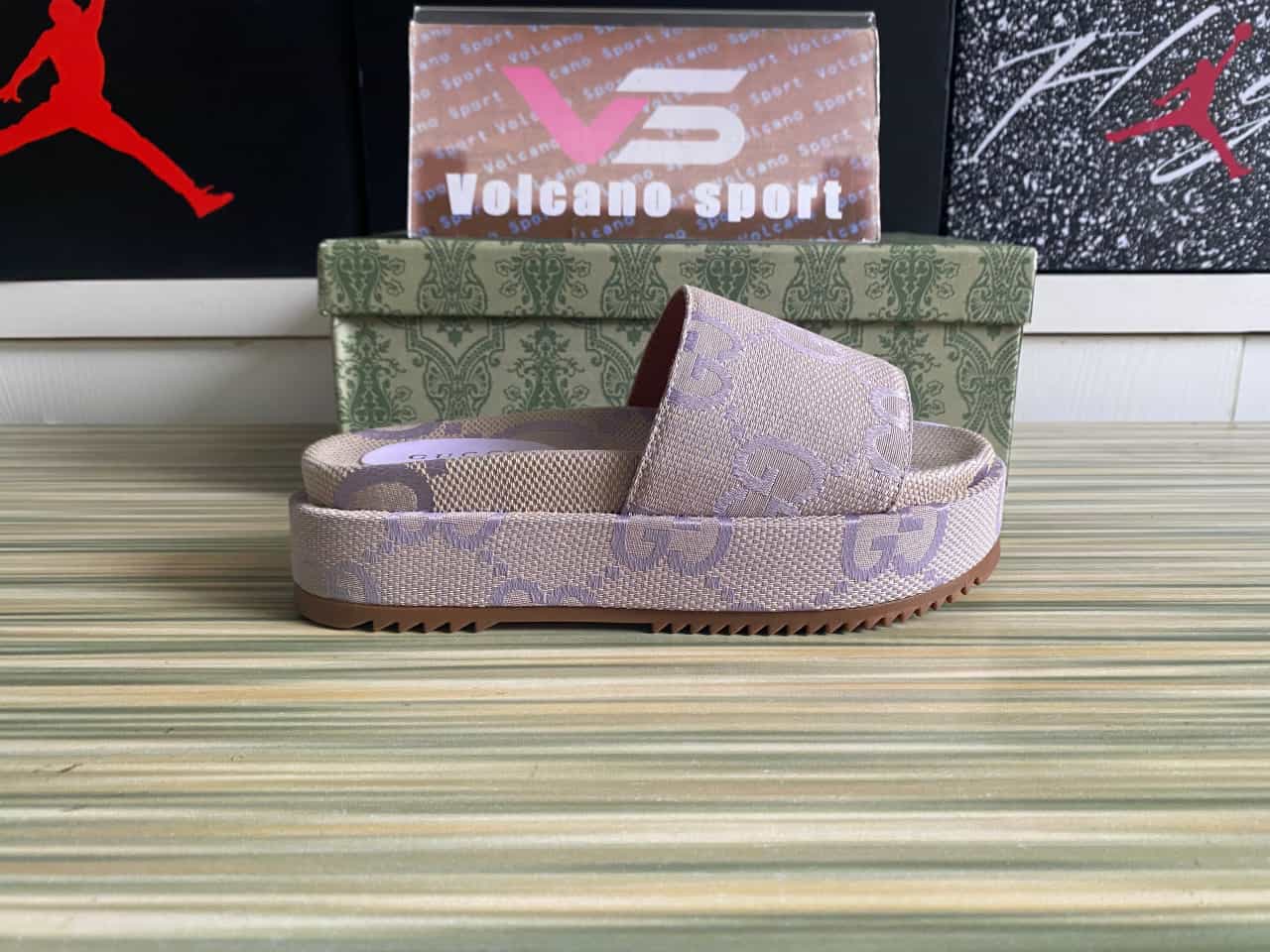 GUCCI Jumbo Platform Slide Sandal Light purple Canvas