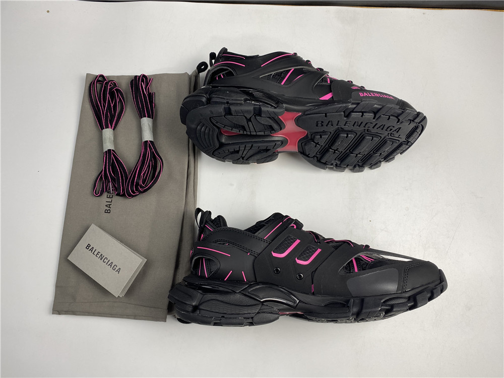 Balenciaga Track Low-Top Sneakers Black - Deep Pink 542436W3AC2