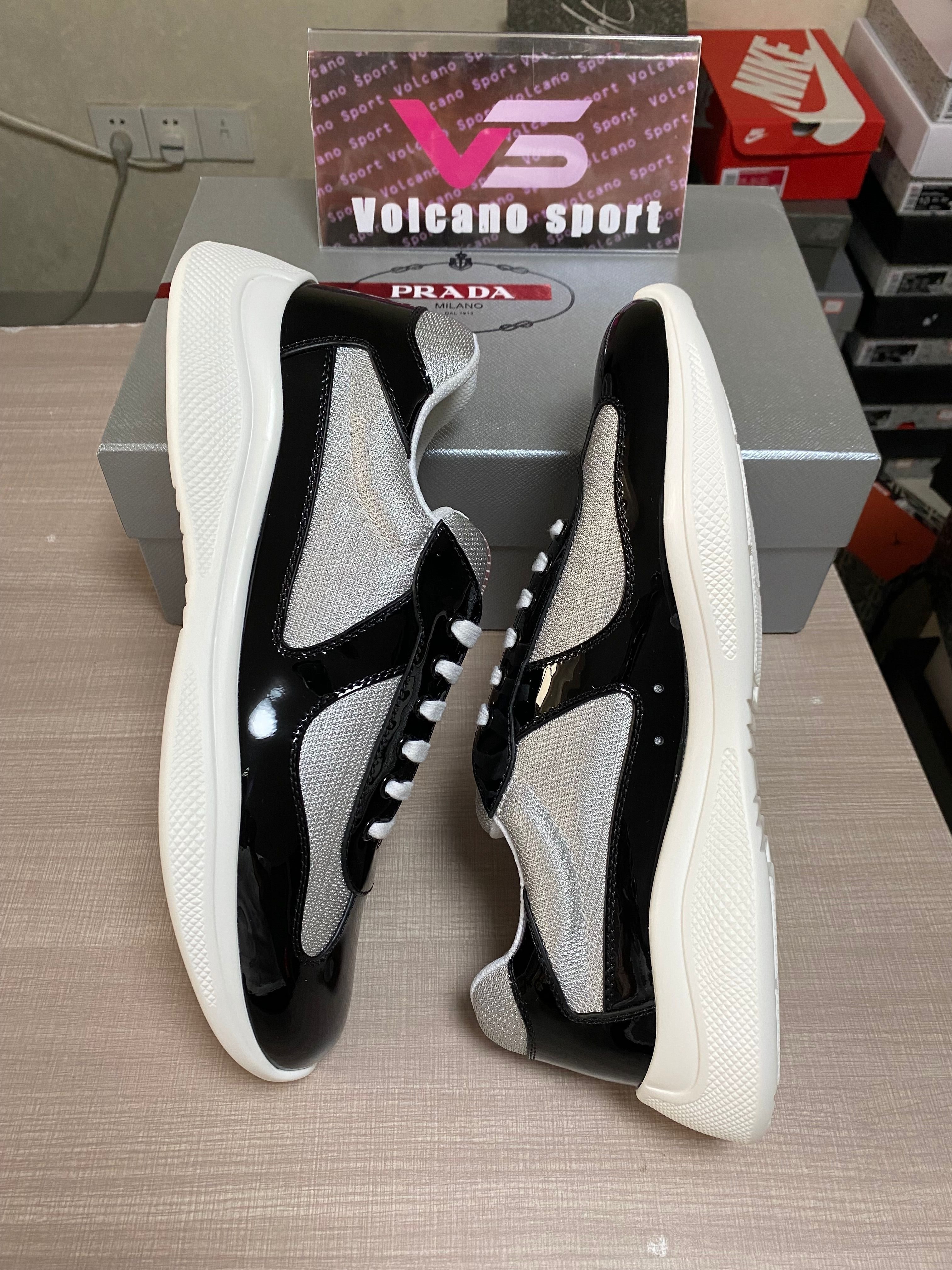 Prada America's Cup sneakers black silver