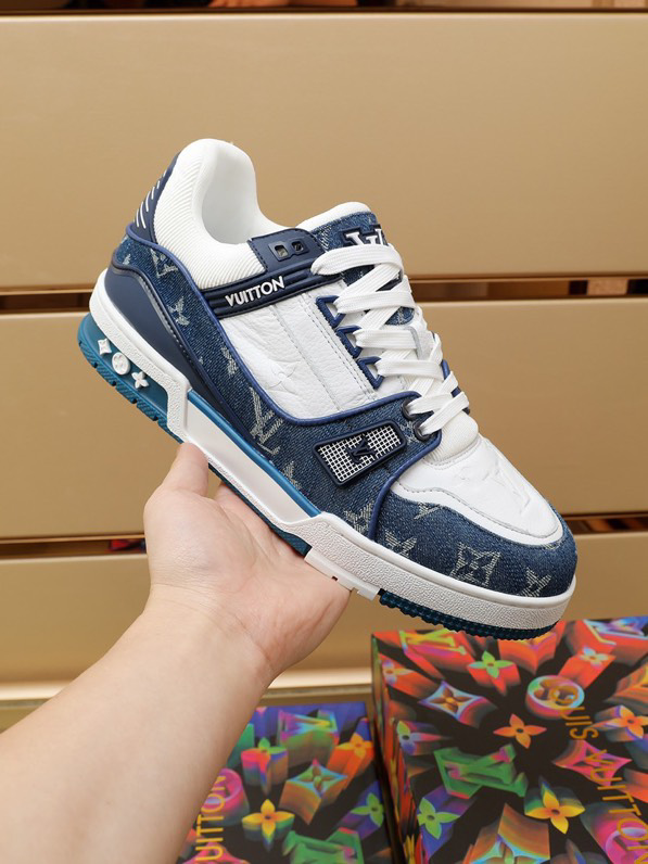 Louis Vuitton LV Trainer Monogram Denim White Blue