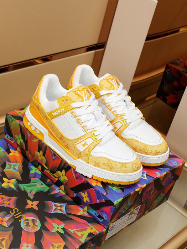 Louis Vuitton Trainer Yellow Monogram Denim White