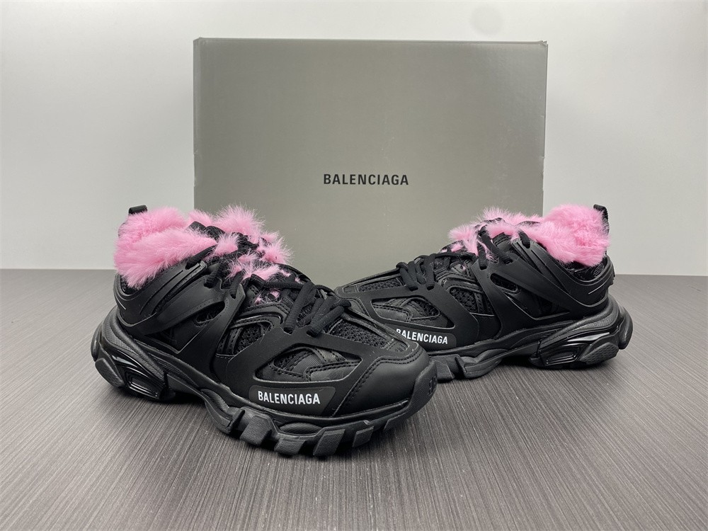 Balenciaga Track Fur Black/Pink 668555 W3CQ6 1050