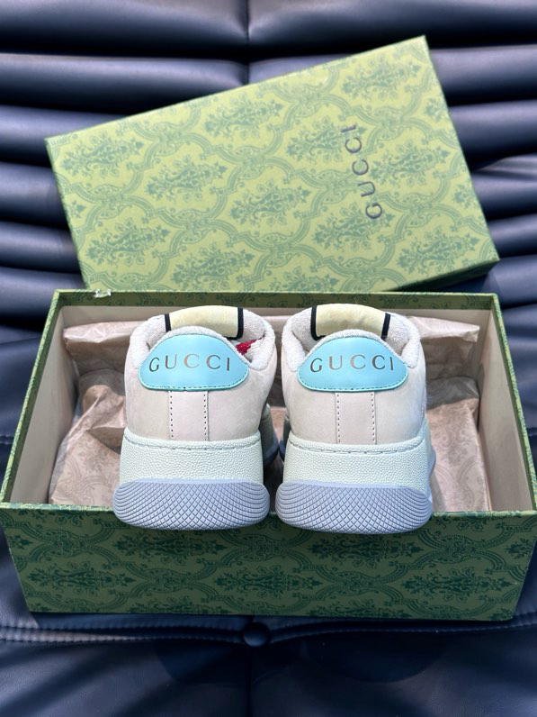 Gucci Screener GG Sneakers Gray Beige Pink