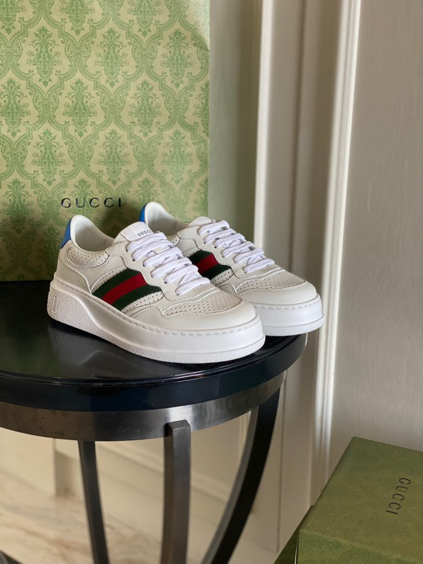 Gucci  Leather Web Sneakers White