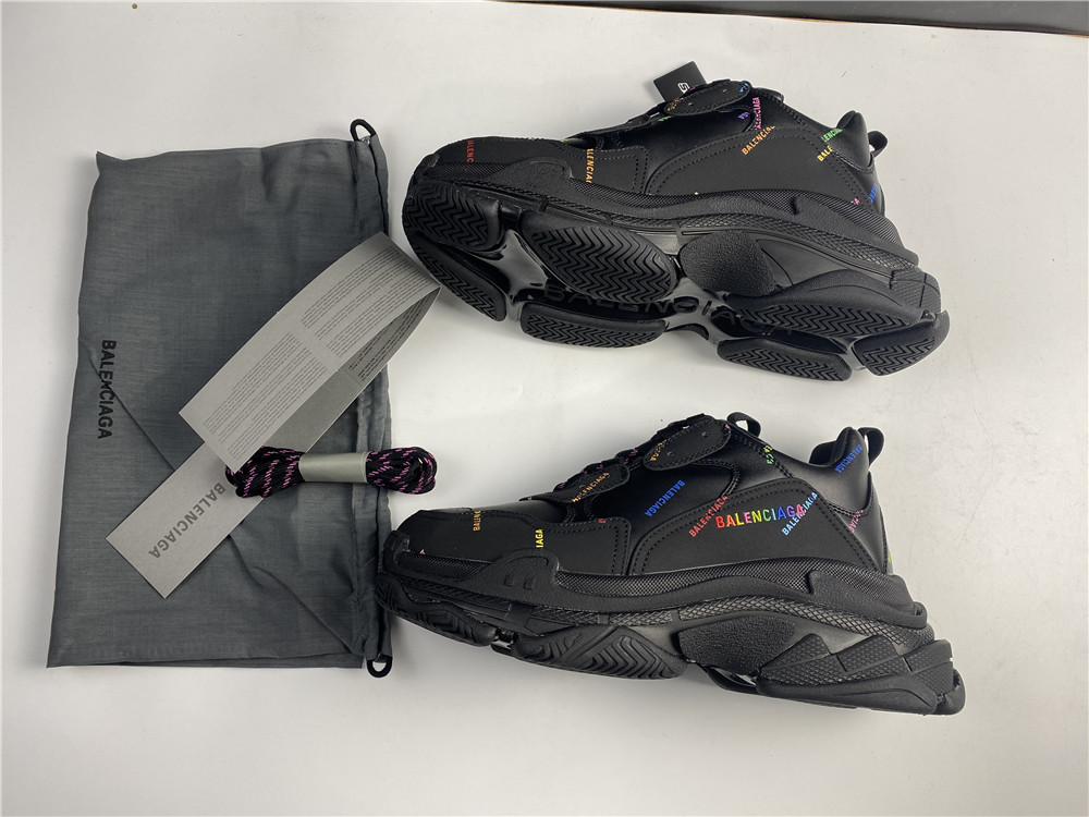 BALENCIAGA Technical Fabric Allover Logo Womens Triple S Sneakers