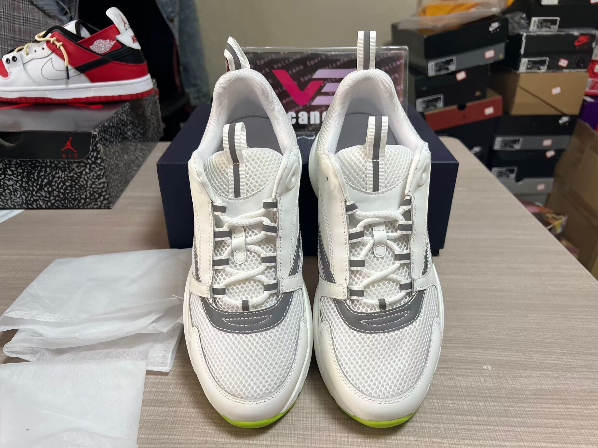 Dior B22 White Silver Fluo Green