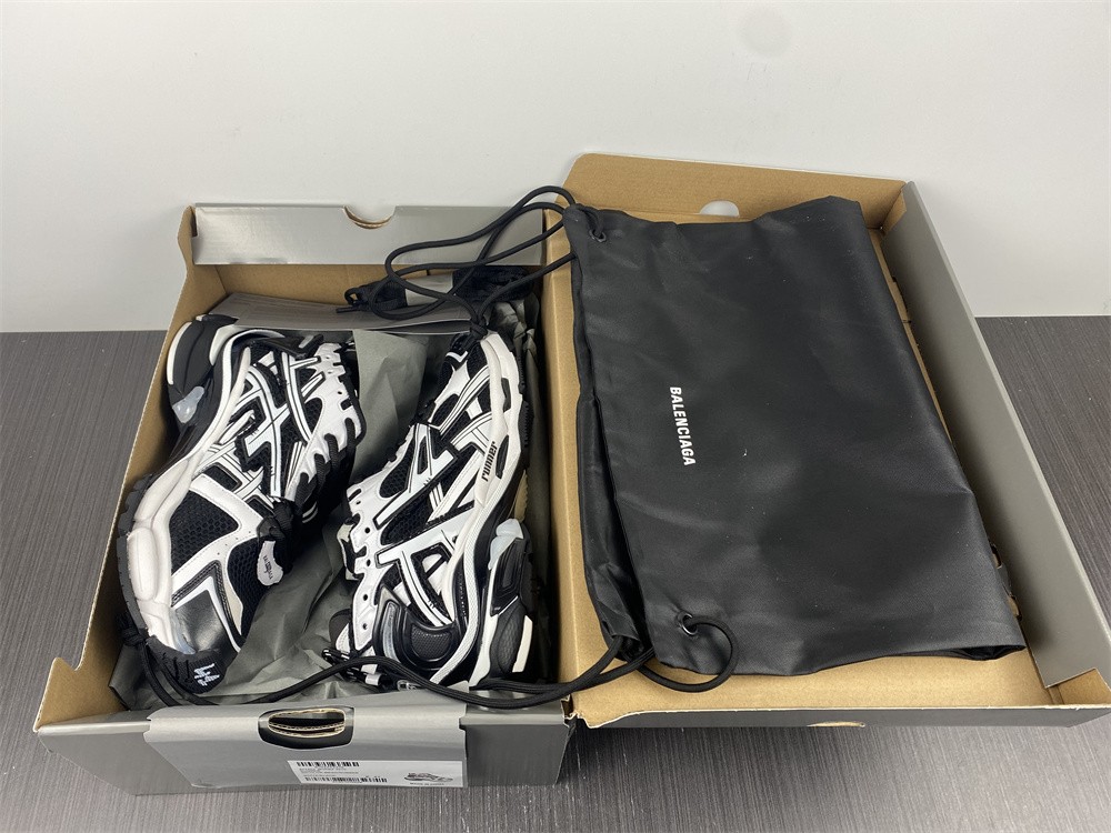 Balenciaga Runner Sneakers in Black and White Polyurethane