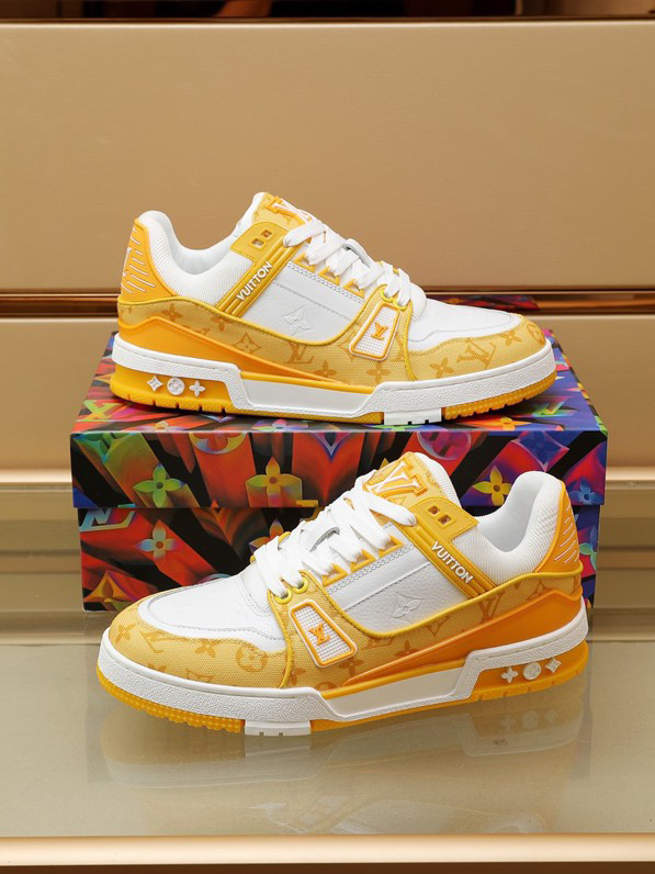 Louis Vuitton Trainer Yellow Monogram Denim White
