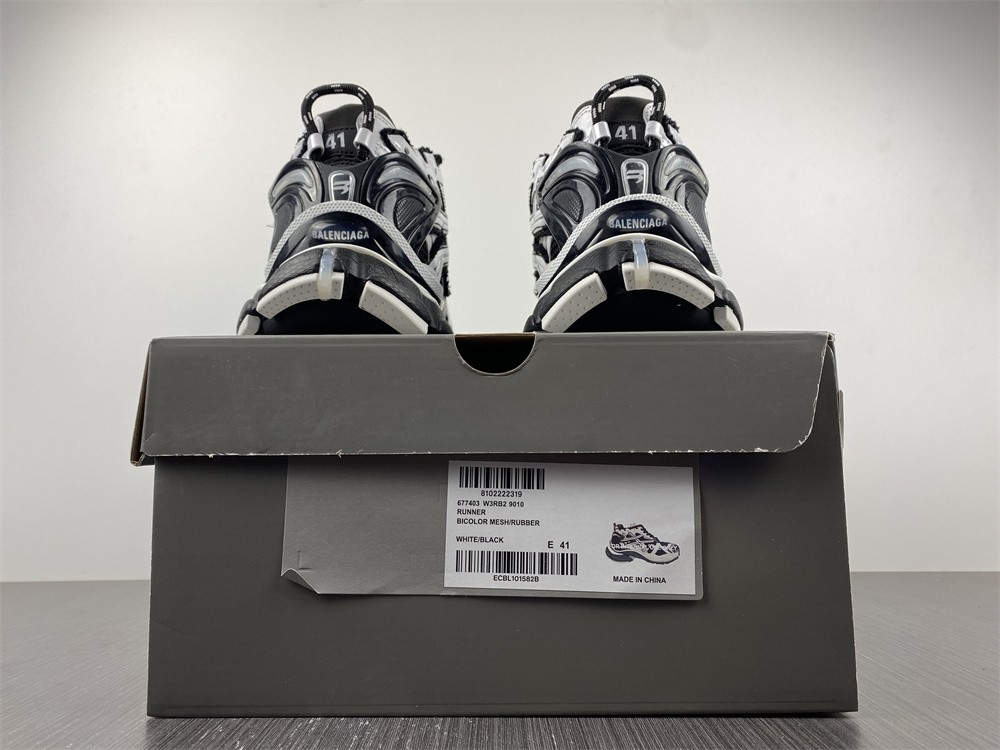 Balenciaga Runner Sneakers in Black and White Polyurethane