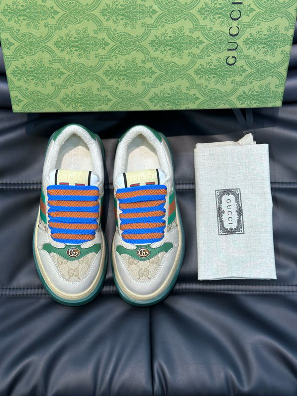 Gucci Screener GG Sneakers Yellow Green Light Brown