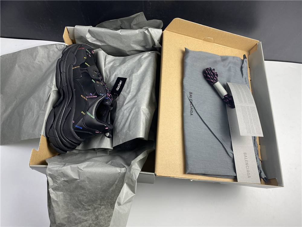 BALENCIAGA Technical Fabric Allover Logo Womens Triple S Sneakers