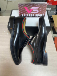 GUCCI Web Lace Up Black Leather