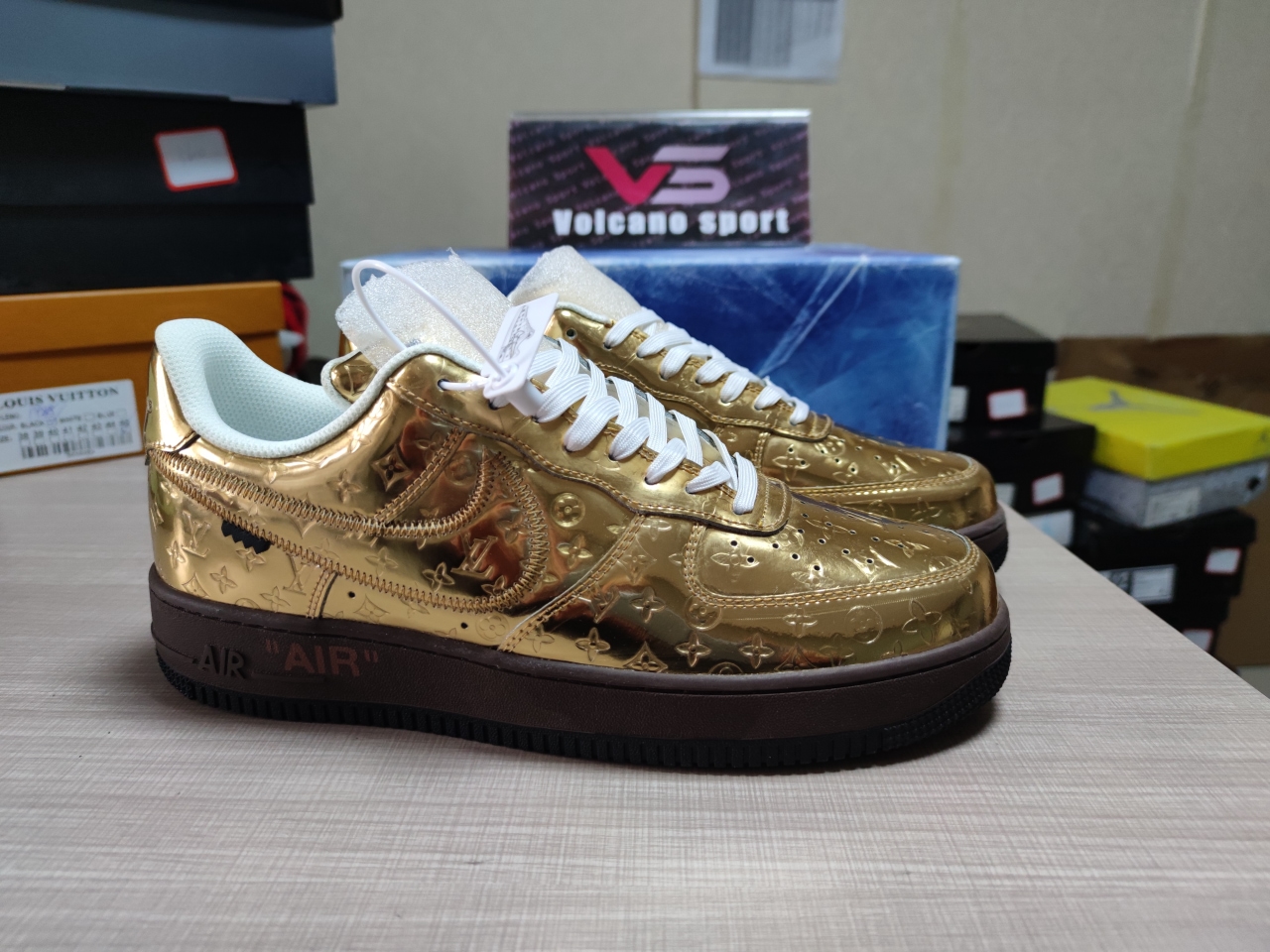 LV x Air Force 1 Low By Virgil Abloh Metallic Gold