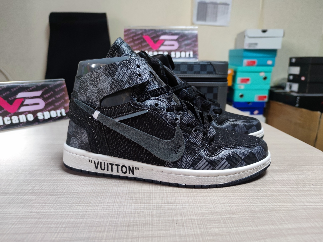 LV x Jordan 1 retro High Black and Grey