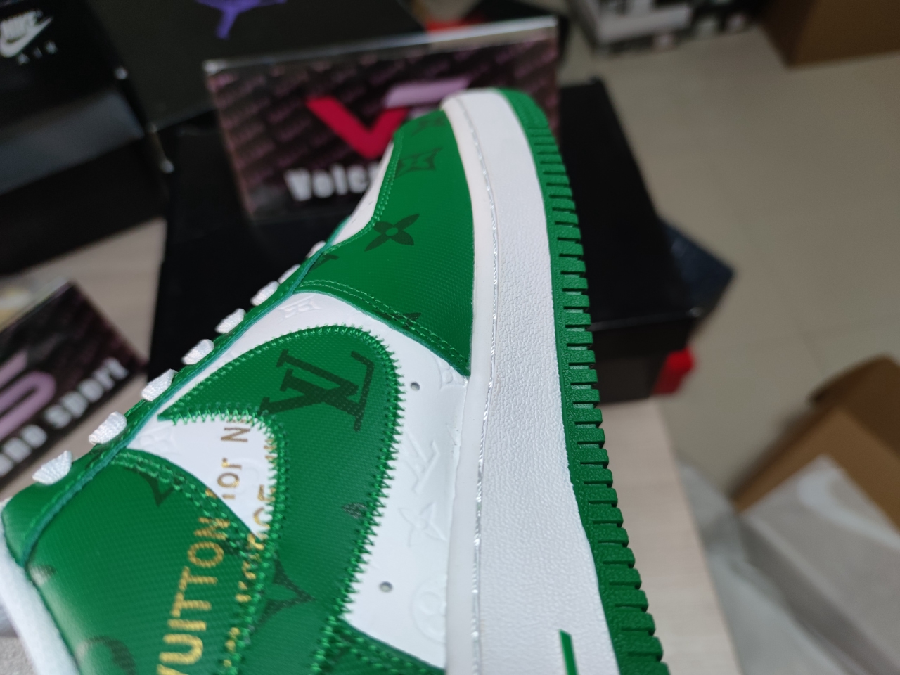 LV x Air Force 1 Low By Virgil Abloh White Green