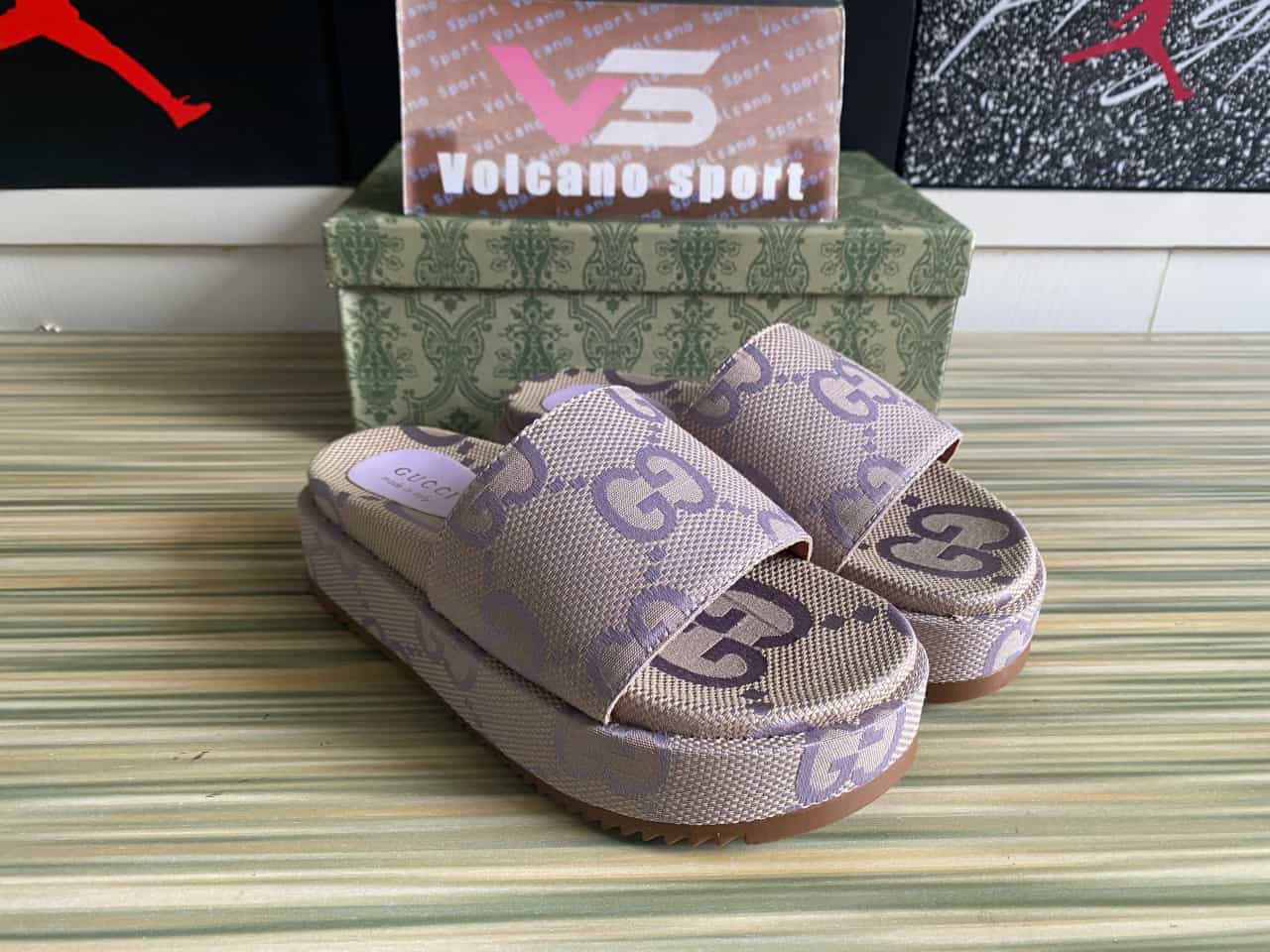 GUCCI Jumbo Platform Slide Sandal Light purple Canvas