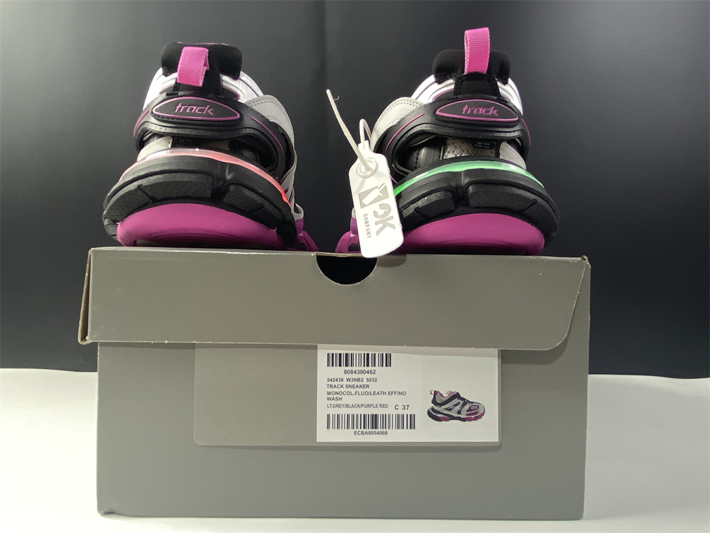 Balenciaga Track Led Sneakers - Grey & Pink & Black