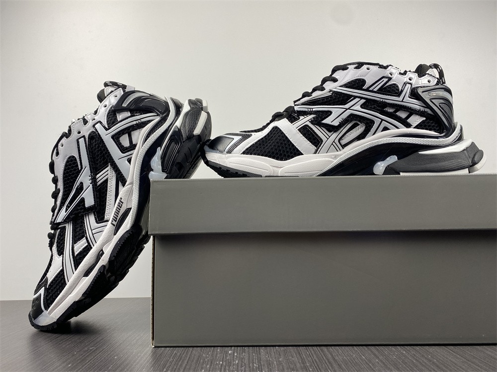Balenciaga Runner Sneakers in Black and White Polyurethane