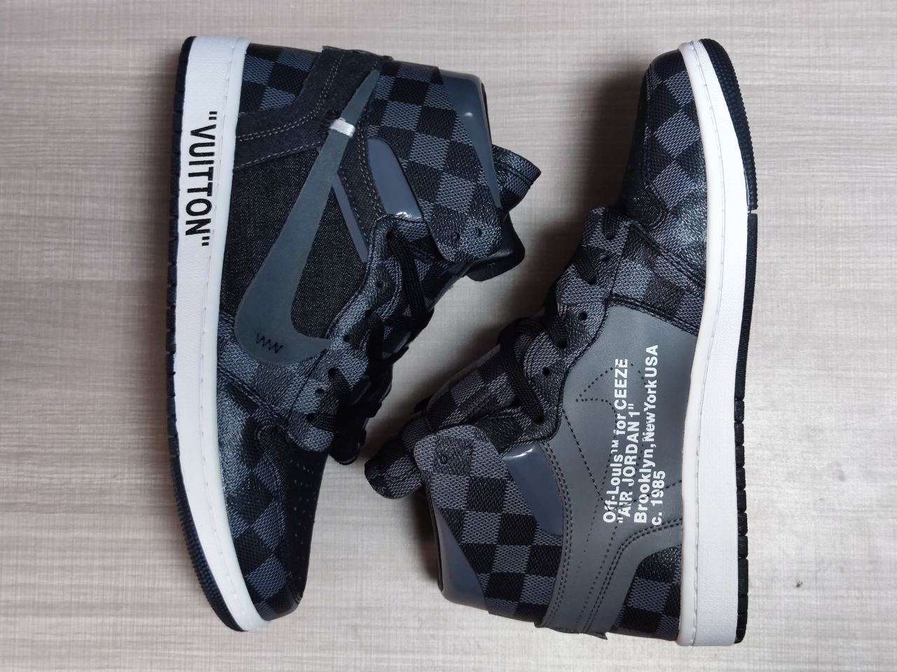 LV x Jordan 1 retro High Black and Grey