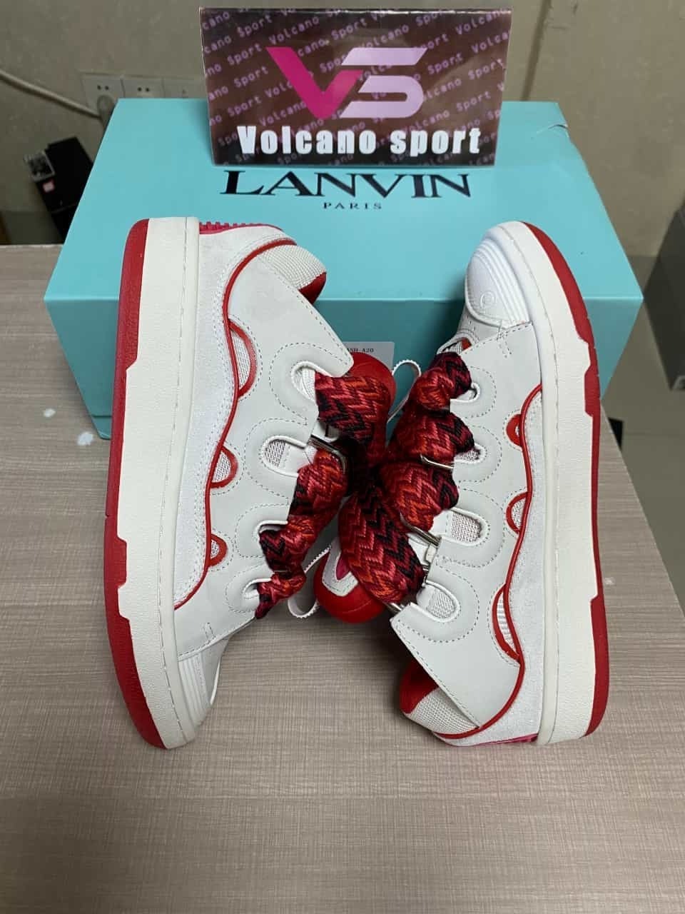 Lanvin Curb Leather And Mesh Low-top Trainers