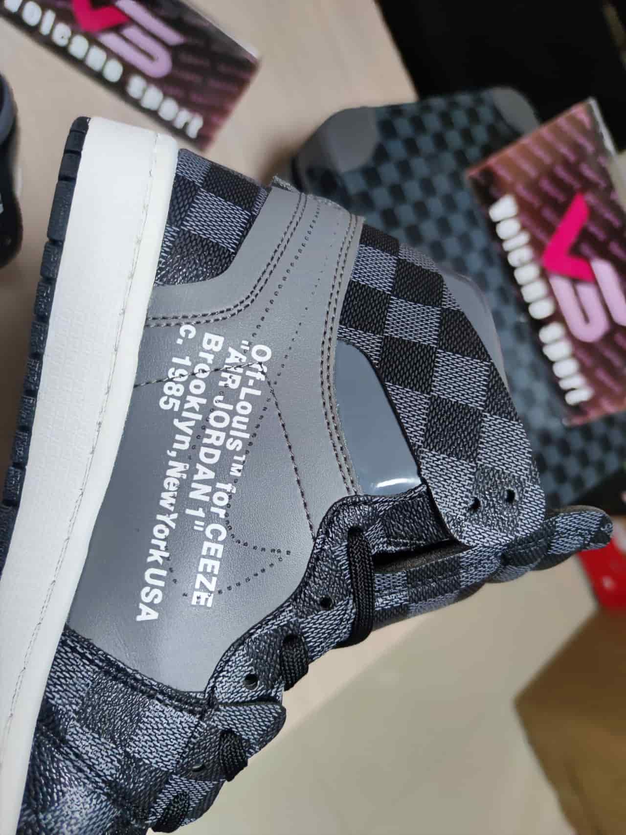 LV x Jordan 1 retro High Black and Grey