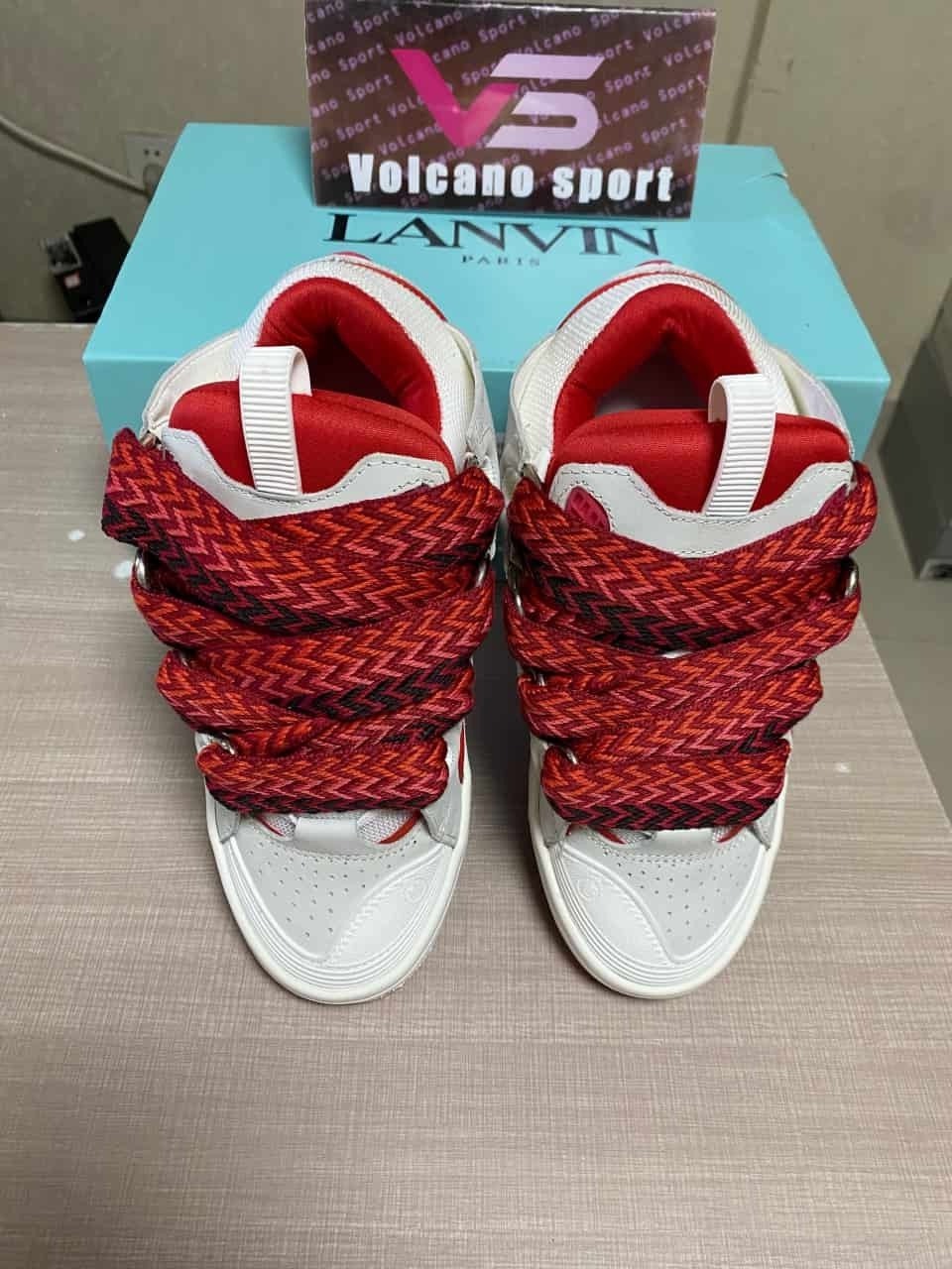 Lanvin Curb Leather And Mesh Low-top Trainers