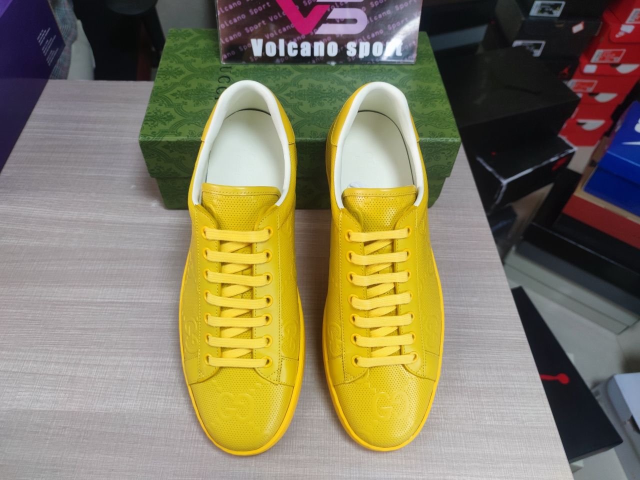 GUCCI Ace GG Embossed Yellow