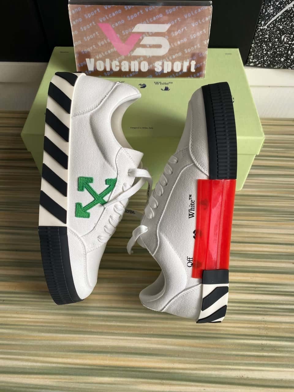 Off-White Vulc Low Canvas White Green