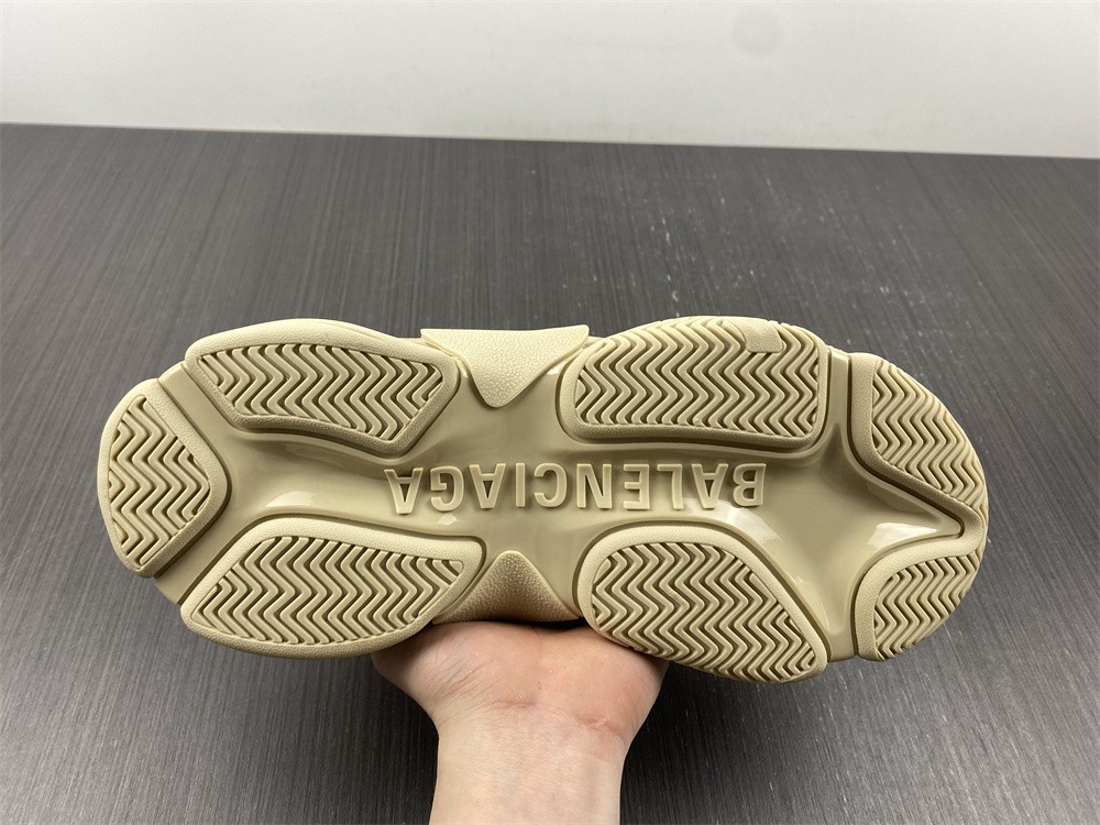 Balenciaga Beige Faux Leather Triple S Sneakers