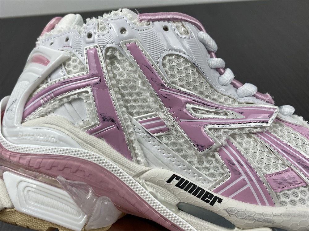 Balenciaga Women Runner Sneaker in White Mesh and Nylon