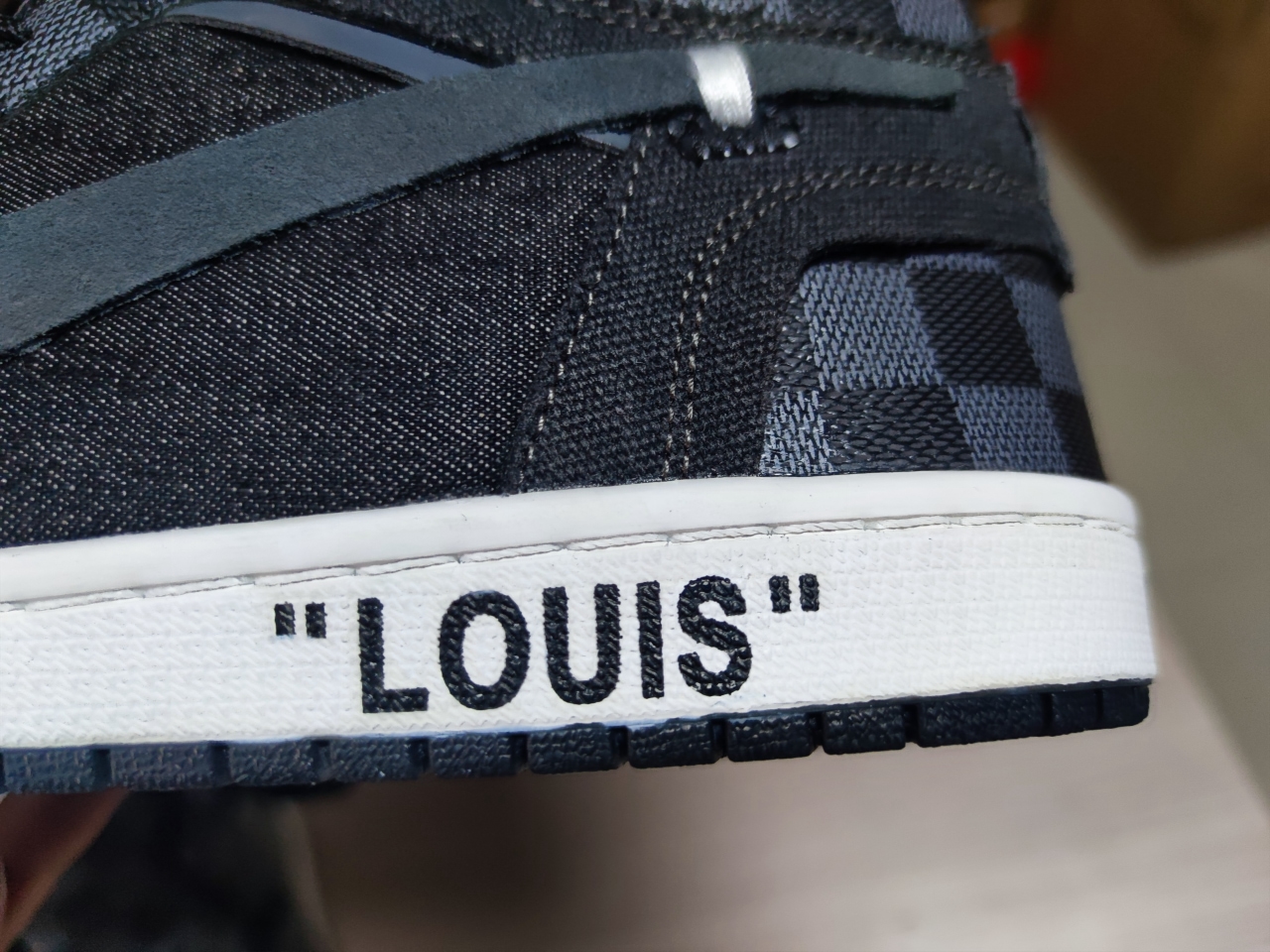 LV x Jordan 1 retro High Black and Grey