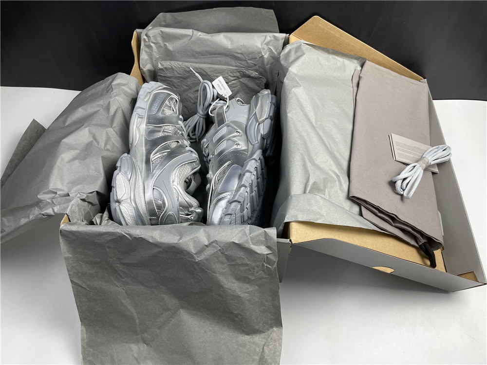 Balenciaga Track Fur Sneaker All Silver 663556 W3FS2 8181