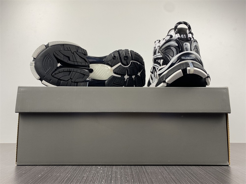 Balenciaga Runner Sneakers in Black and White Polyurethane