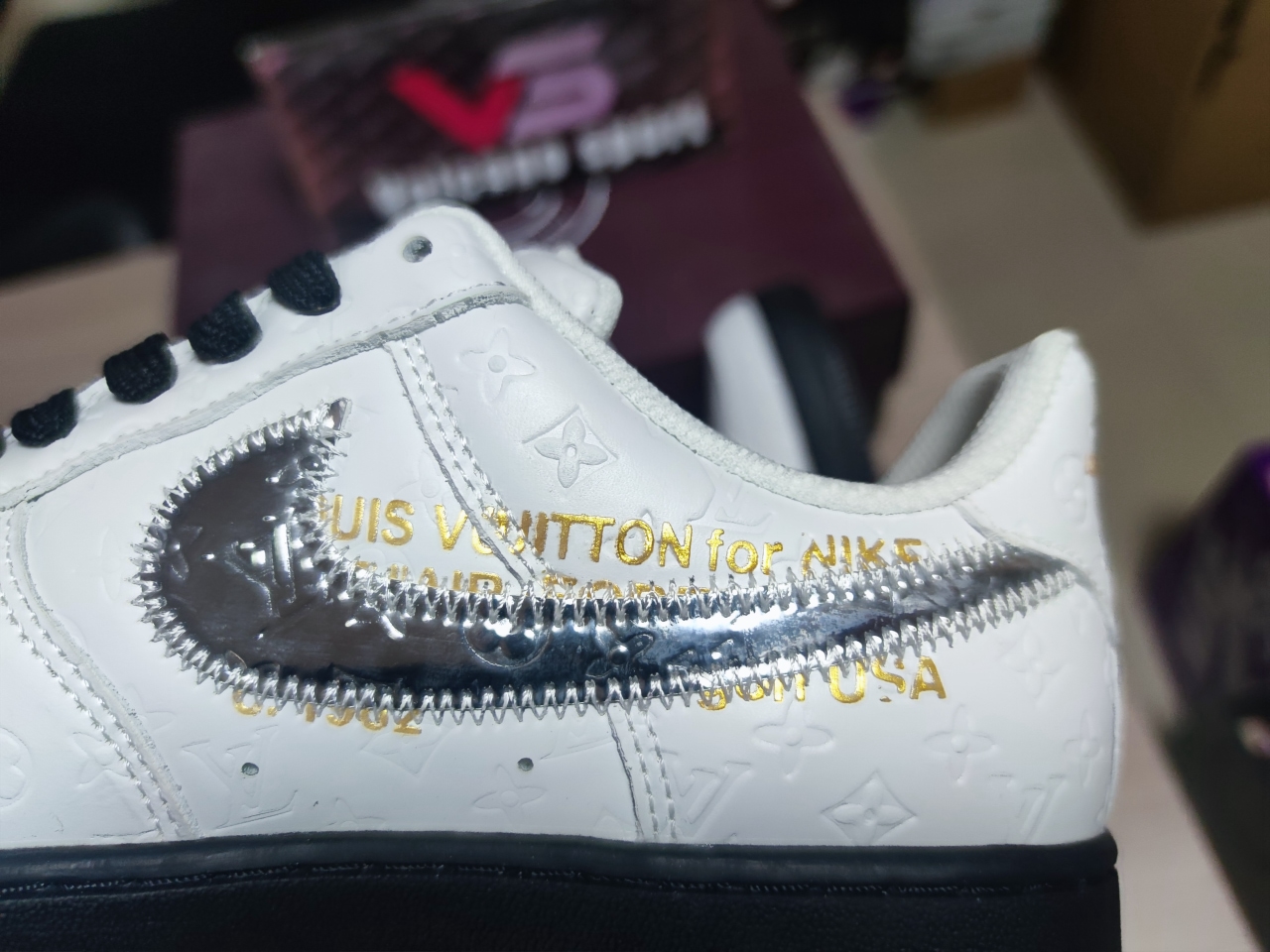 LV x Air Force 1 White Black
